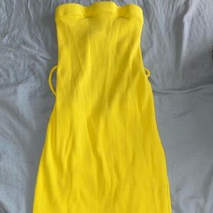 Yellow Strapless Bodycon Dress